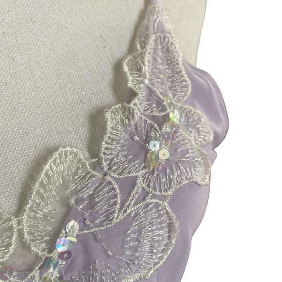 Y2k Lace Trim Cami top Sz M Lavender Stretch Fabric V Neckline Spaghetti Straps - Picture 7 of 12